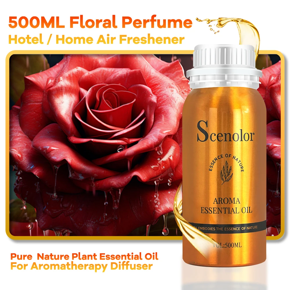 

500ML Rose Essential Oil For Aroma Diffuser Air Freshener Home Scents Fragrance Oil Perfume Oil Cherry Blossom Freesia Aroma Oil