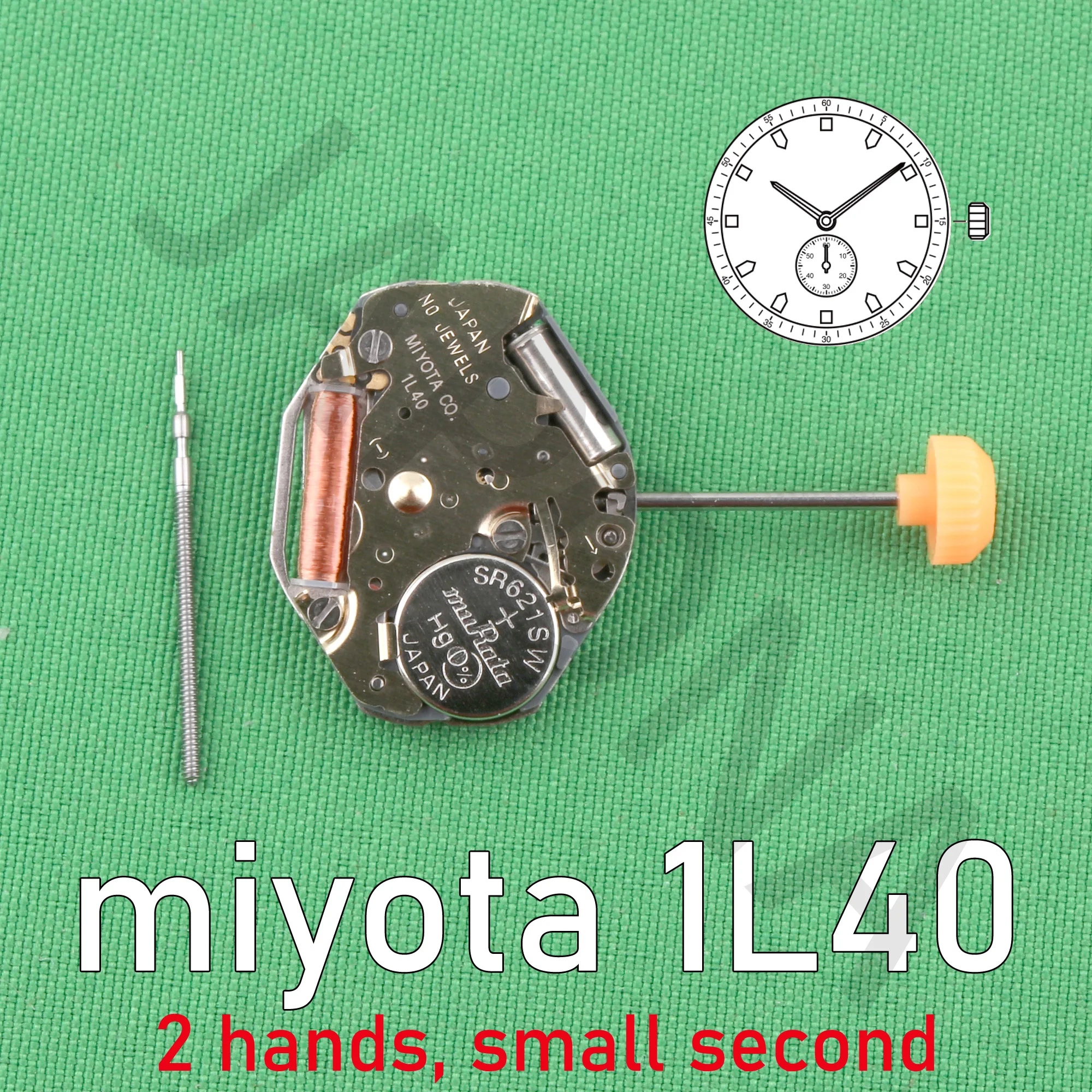 Miyota การเคลื่อนไหวแบบ1l40ของญี่ปุ่น1L40movement 2มือขนาดเล็กการเคลื่อนไหวที่สอง