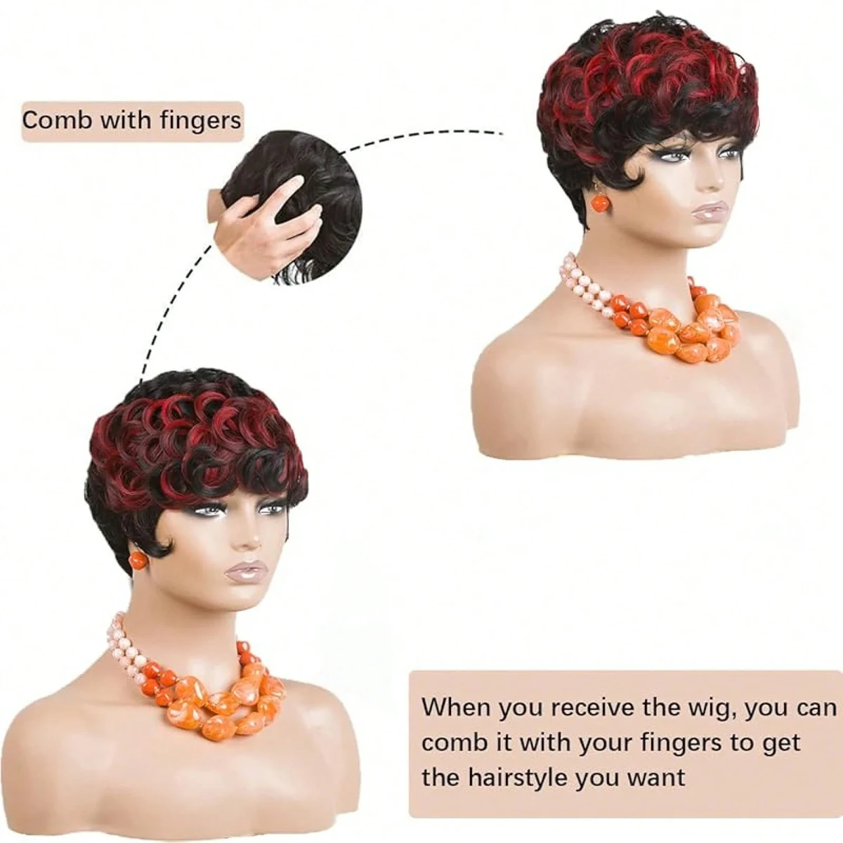 Short Pixie Wigs for Black Women Short Black Curly pixie Wigs Synthetic Hair Wigs for Women Natural Wavy Black pixie Cut