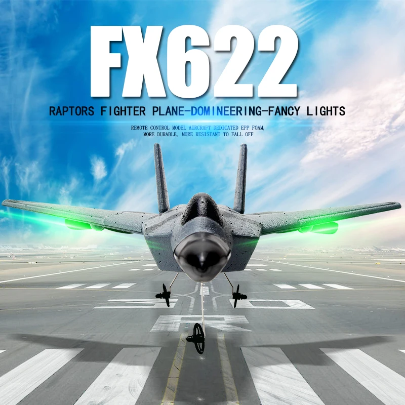 RC Plane FX622 Fixed Wing F22 Fighter Jet Remote Control Electric Aircraft Model Night Lights Plane Toy