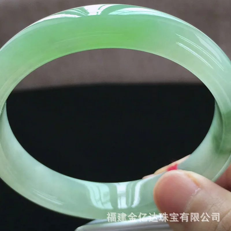 Myanmar Natural Emerald a Kind of Old Floating Green Jade Bracelet