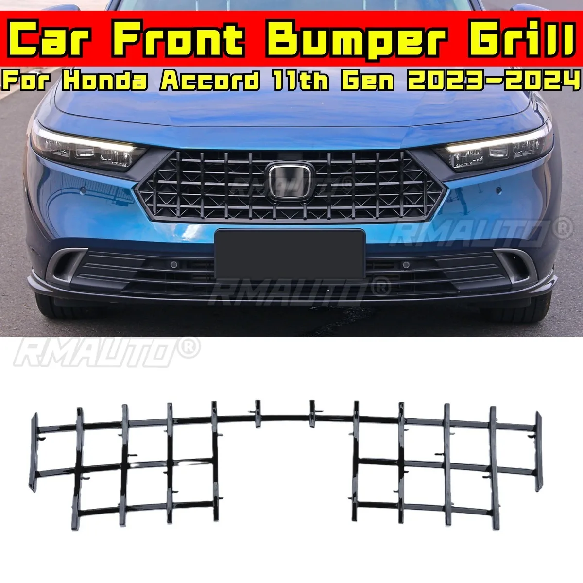 

Accord Car Grille Glossy Black GT Style Grill Trim Grill Cover Body Kit for Honda Accord 11th Gen 2023-2024 Car Accessories