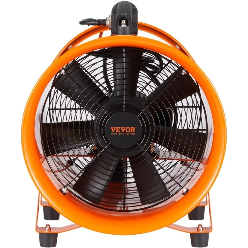 VEVOR 16 Inch Utility Blower Fan, 2 Speed 5175 CFM Heavy Duty Cylinder Axial Exhaust Fan with 33ft Duct Hose