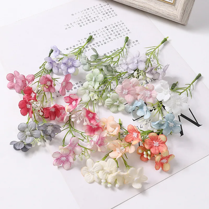 

100PCS Artificial Flower Handmade Hydrangea Flowers Wedding Bridal Headwear Hair Accessories Simulated Flower Room Decor DIY