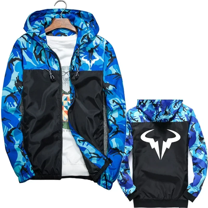 Fashion casual men's hooded jacket Rafael Nadal printed spring autumn fashion high quality men's jacket windproof sportswear