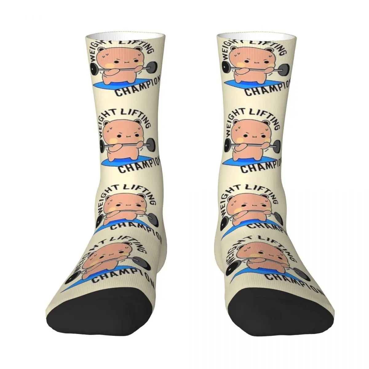 Cute Weight Lifting Bear Dudu Stockings Design Vintage Socks Winter Anti Sweat Socks Men Skateboard Soft Socks