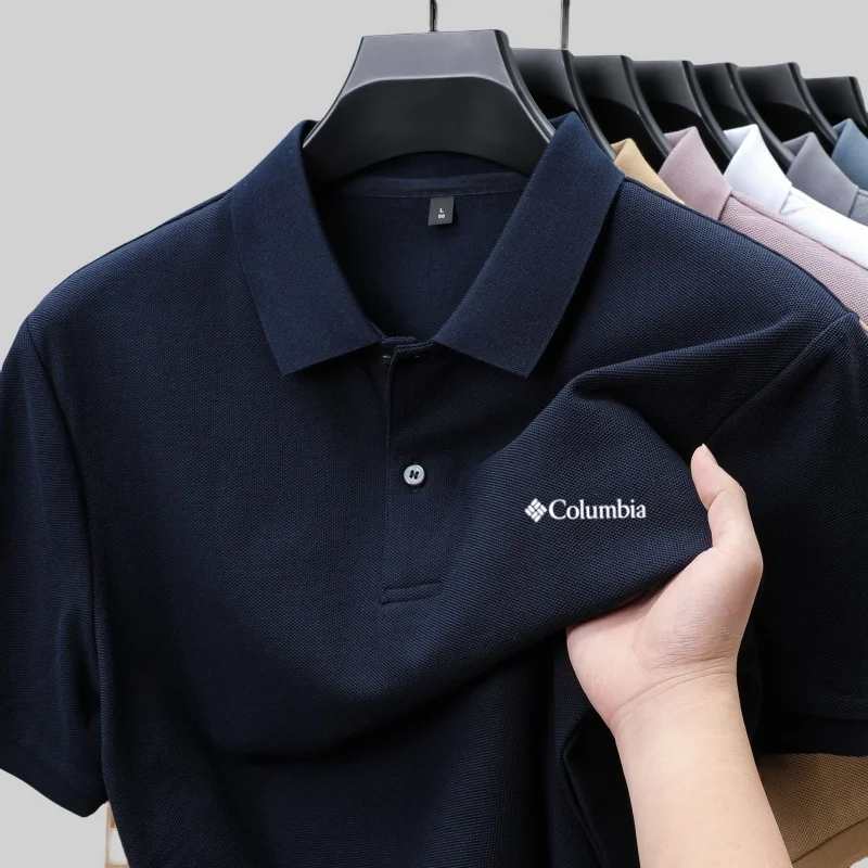 Polo homme à manches courtes en coton 100% style Columbia, nouveau, été, luxueux, personnalisé, confortable