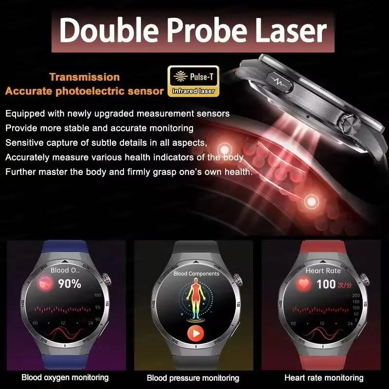 2025 جديد GT6 Pro ساعة ECG + PPG علاج ضغط الدم SmartWatch الدهون حمض اليوريك ثلاثة أعلى الساعات الرجال NFC دعوة الصحة على مدار الساعة #3