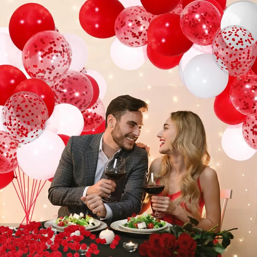 بالونات حمراء 50 قطعة 12 في زينة حفلات أعياد الميلاد للفتيات ديكور عيد ميلاد سعيد مع بالونات حمراء وبيضاء