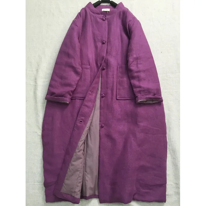 

New Chinese Sle Thiened Cotton Coat Women's Autumn Winter Loose Slimming Versatile Mid-Length Single Button Outerwear
