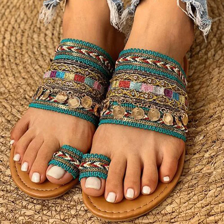 Women Sandals Handmade Greek Style Boho Flip Flop Sandals Streetwear Fashion Shoes Women Summer Breathable Shoes Open Toe Shoes