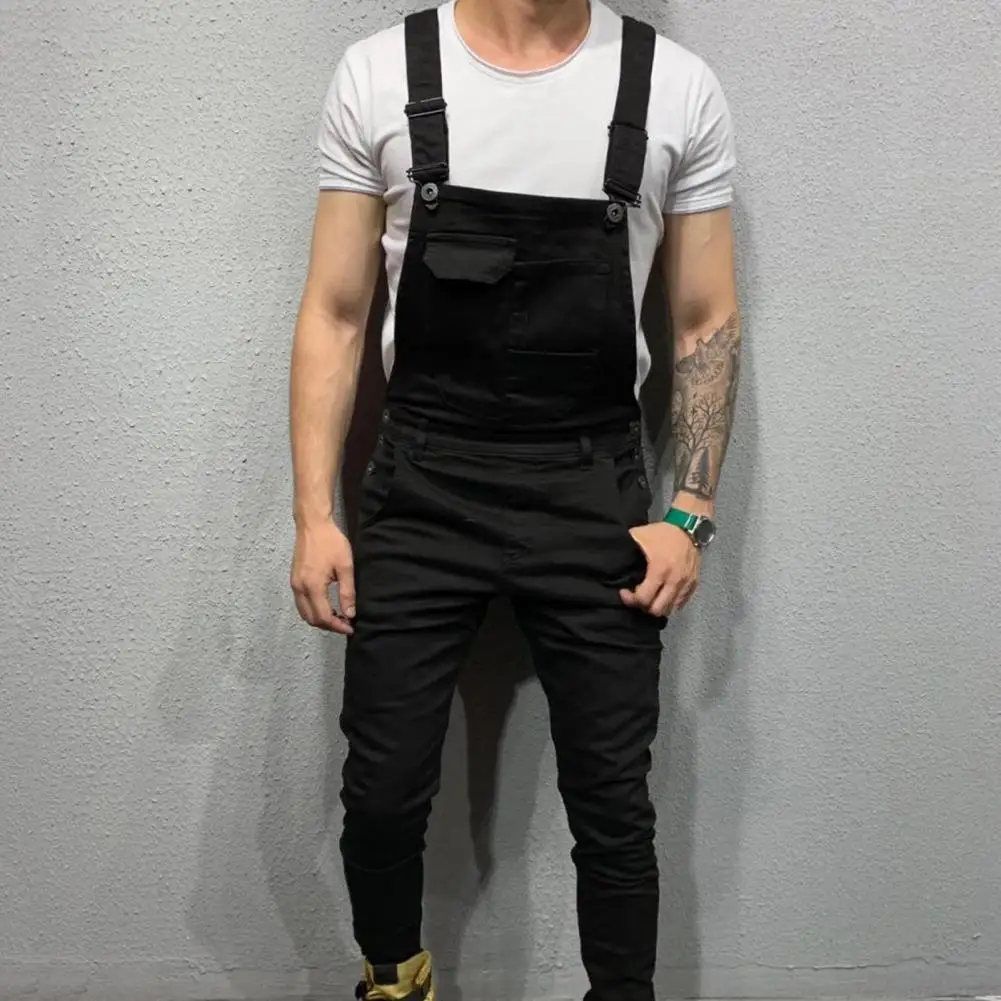 2023 Summer Men Bib Pants Solid Color Casual Shorts Jumpsuits Streetwear Joggers Multi Pockets Fashion Suspenders Cargo Overalls