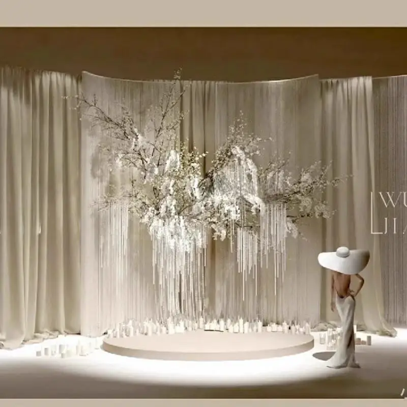 

Wedding Semicircle Arch Bracket Wedding Stage Curtain Decoration Frame Crystal Background Frame Arches Customized Props