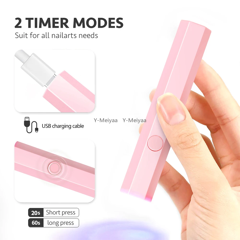 Portable Handheld Mini Nail Lamp For All Gel Polish Quick Dry USB Nail Dryer Machine UV LED Nail Lamp Mini Flashlight Pen