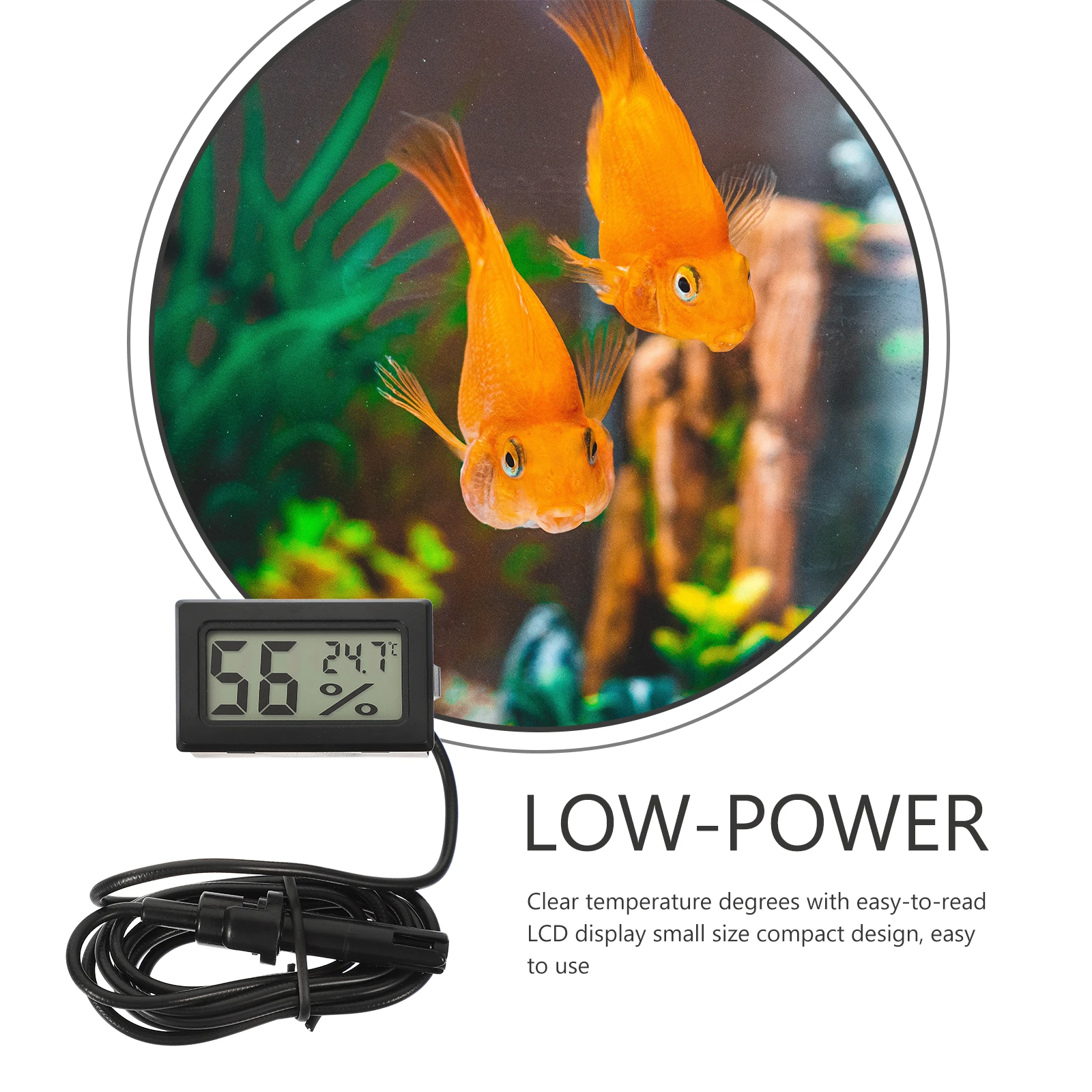 

Mini Water Thermometer ABS Clear LCD Display Saving Ideal Aquarium Temperature Monitoring Digital