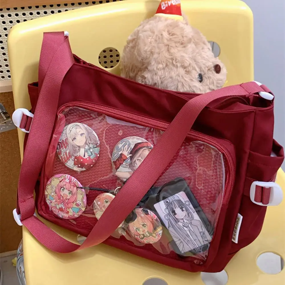 Japanese Ins Girl Soft Shoulder Bag Y2K JK Uniforms Transparent Ita Bag Student Commuting Tote Bag Large Capacity Shoulder Bag