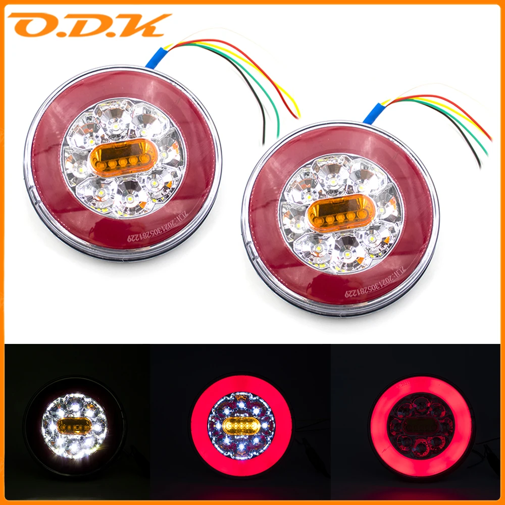 

2 шт. круглый светодиодный задний фонарь для автомобиля, грузовика, трактора, задний фонарь для прицепа, 12 В, 24 В, сигнал поворота, задний фонарь заднего хода, стоп-сигнал