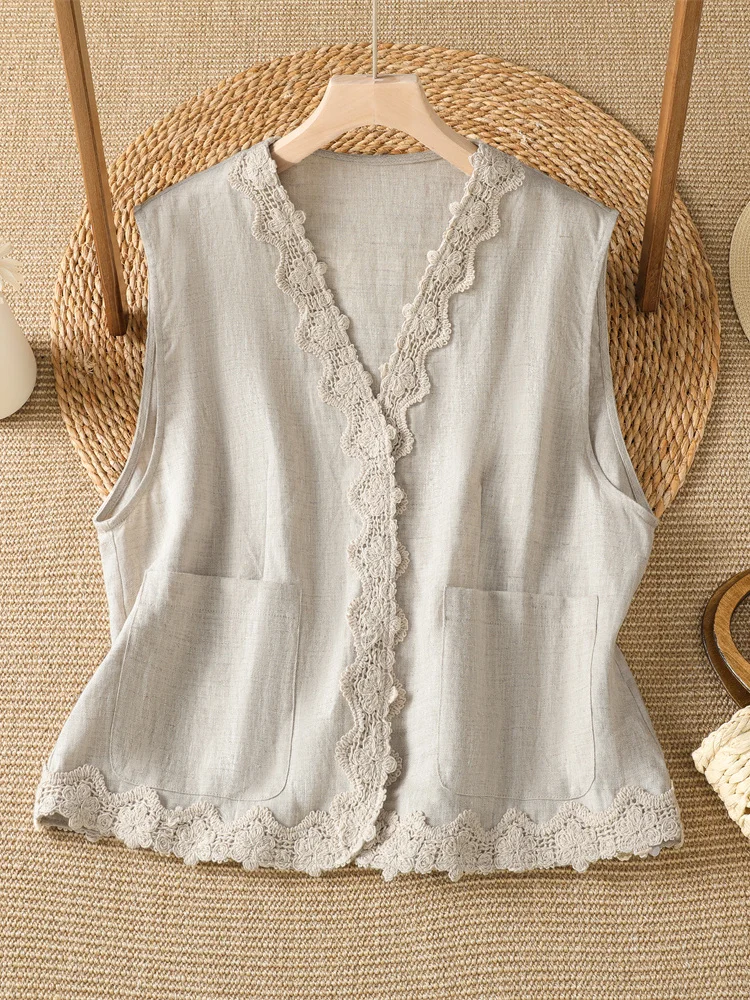 

High-End Hollow out Hook Flower Women's Vest Top Thin Artistic Style Outerwear Layered Clothing Summer Season Loose Fit