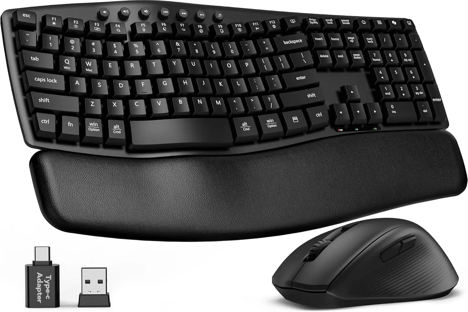 SGIAWETA-Wireless Keyboard and Mouse Combo, MA41 30dB Quiet Ergonomic Wave Keyboard Set with Soft Leather Palm-birthday