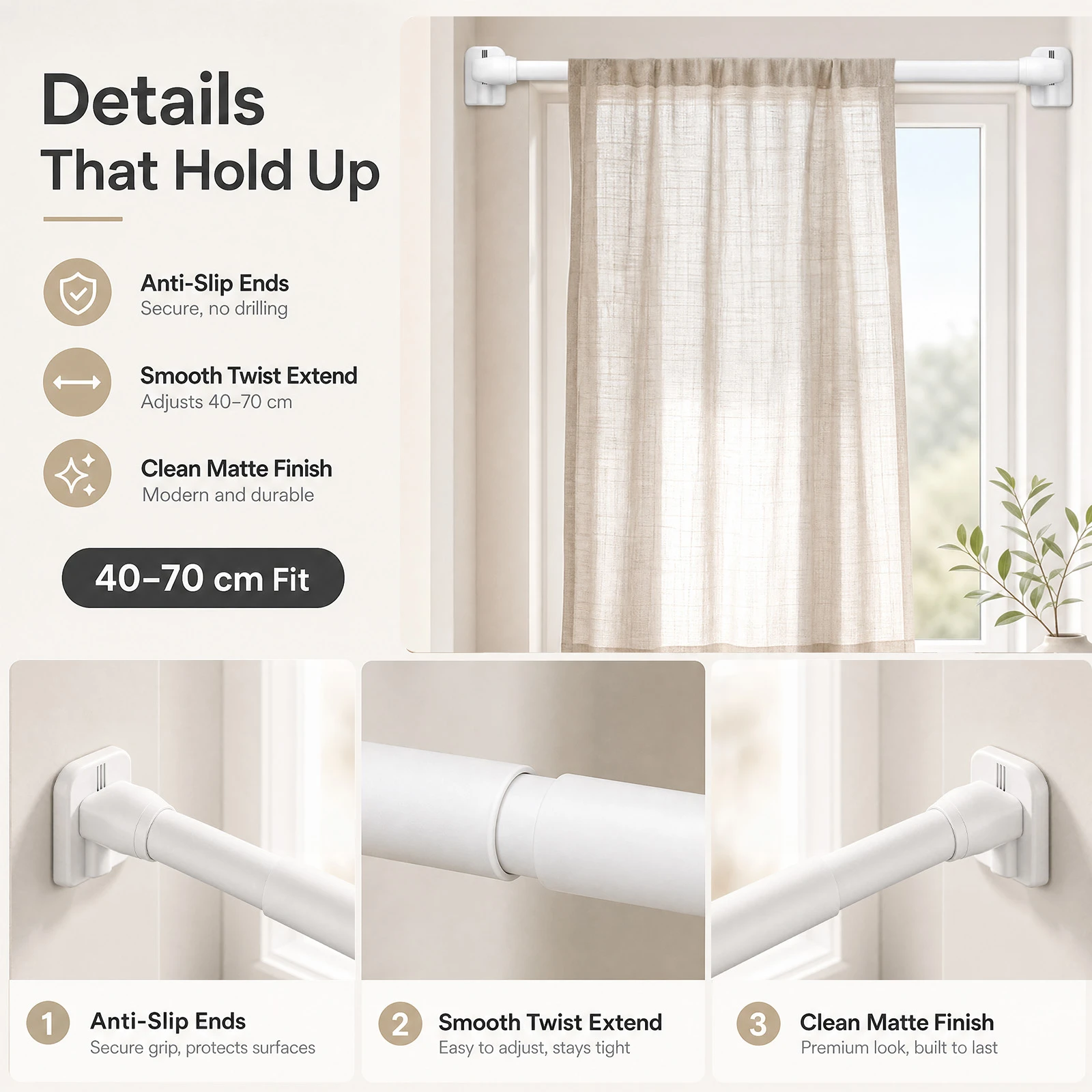 4Pcs Adjustable Curtain Rod Ba - Home Bathroom Window recension och pris