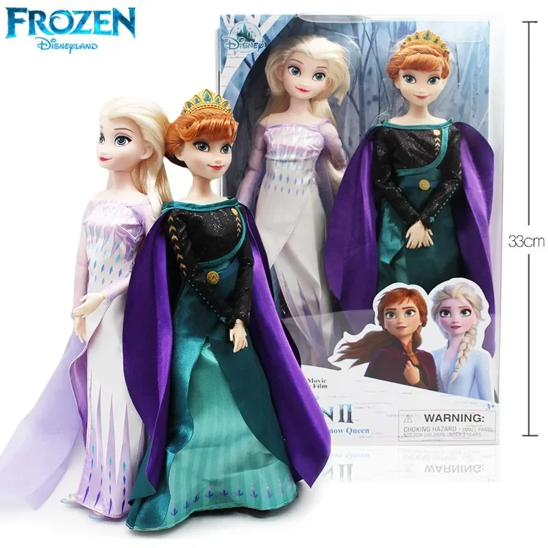 Original Disney Store 2pcs/set Frozen 2 Snow Queen Elsa And Anna Classic Doll Toys Figure Christmas Birthday Lovely Gift