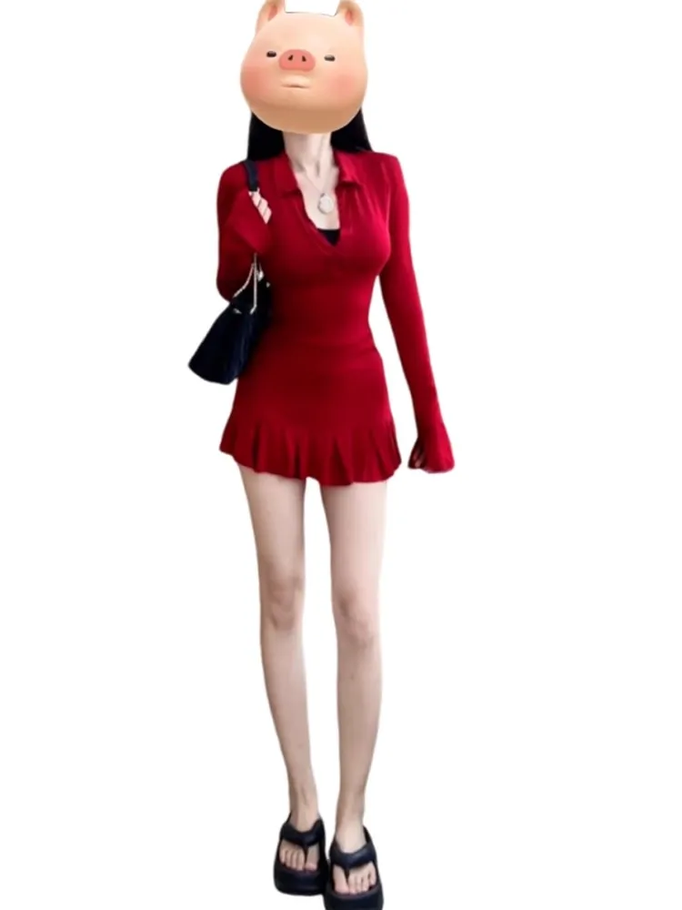 Jurken Damesjurk met lange mouwen Bruidsmeisje Lente Mesh Polka Dot Geborduurde pofmouwen Tailleloos Oversized Zoete meisjesstijl