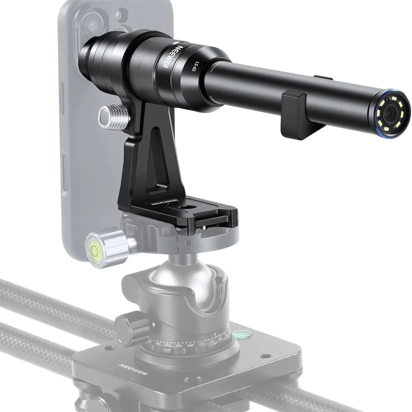 

NEEWER 16mm 4X Macro Probe Lens with 109° FOV 17mm Thread Rechargeable LED Light for Mobile Macro Photography Video Recording