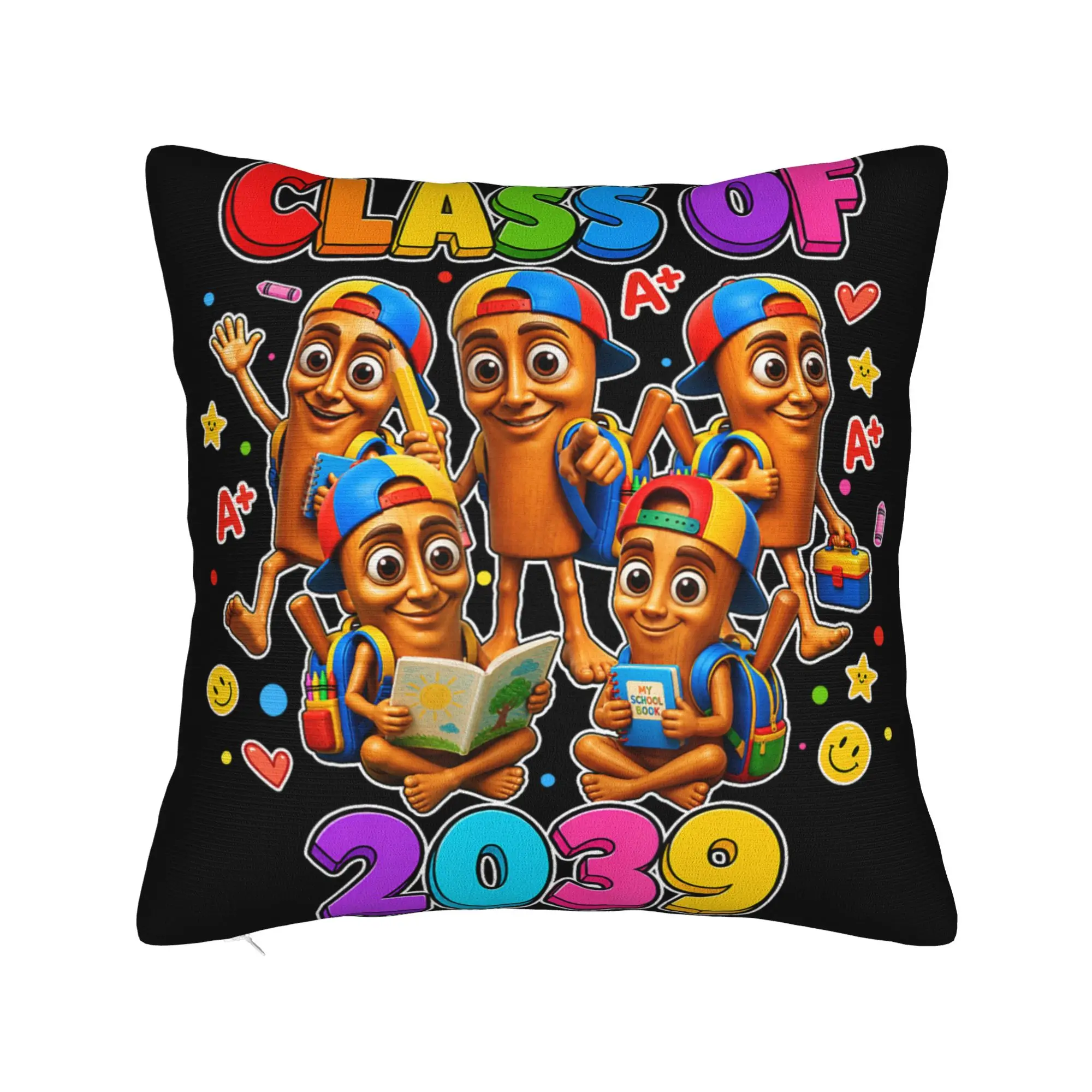 Funny Kindergarten Baby Tung Tung Sahur Meme Class of 2039 Pillow Cover Soft Cushion Cover Pillow Case For Couch Bed Living Room