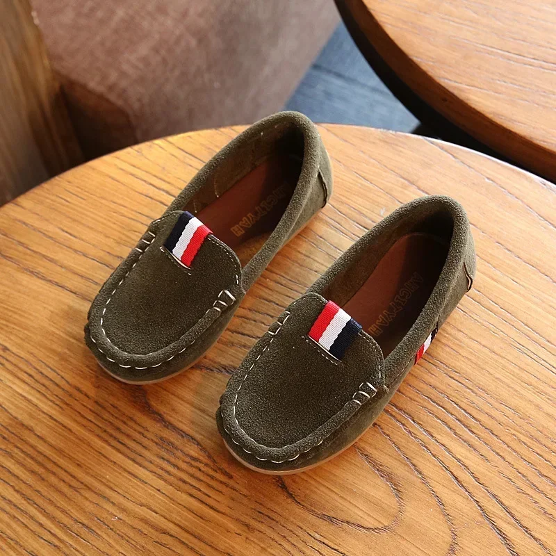 Size 21-30 Kids Flats Spring Autumn Children Slip-on Shoes Boys Loafers Casual Shoes Girls Moccasins Soft PU Leather Shoes