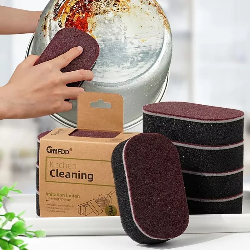 Esponja mágica eléctrica gruesa, cepillos de limpieza de platos de doble cara, toallita de cocina, cepillado de óxido, fondo de olla, artefacto de mancha negra