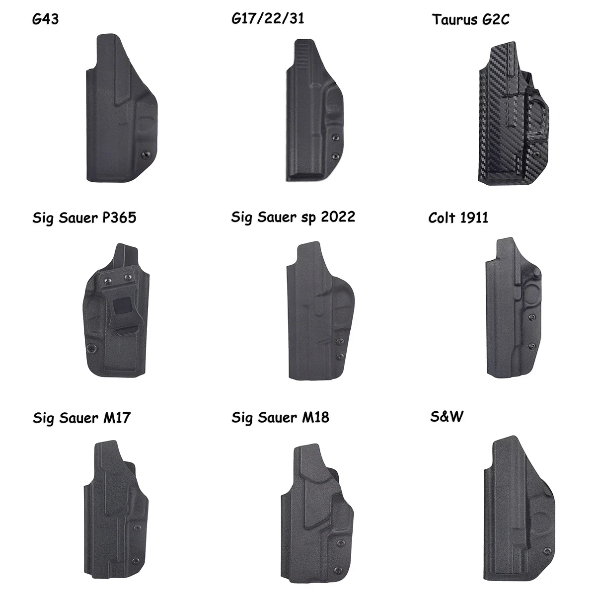 PVC IWB Gun Holster Sig Sauer P365 Colt1911 Inside Waist Concealed  Belt Clip Glock17/19/22/43 S&W Single Stack Magazine Pouch