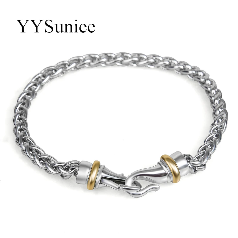 

YYSuniee Stainless Steel Wheat Bracelets for Women Men Jewelry Gift Unisex Two-tone Lobster Clasp Wrist Jewelry Chic Accessory