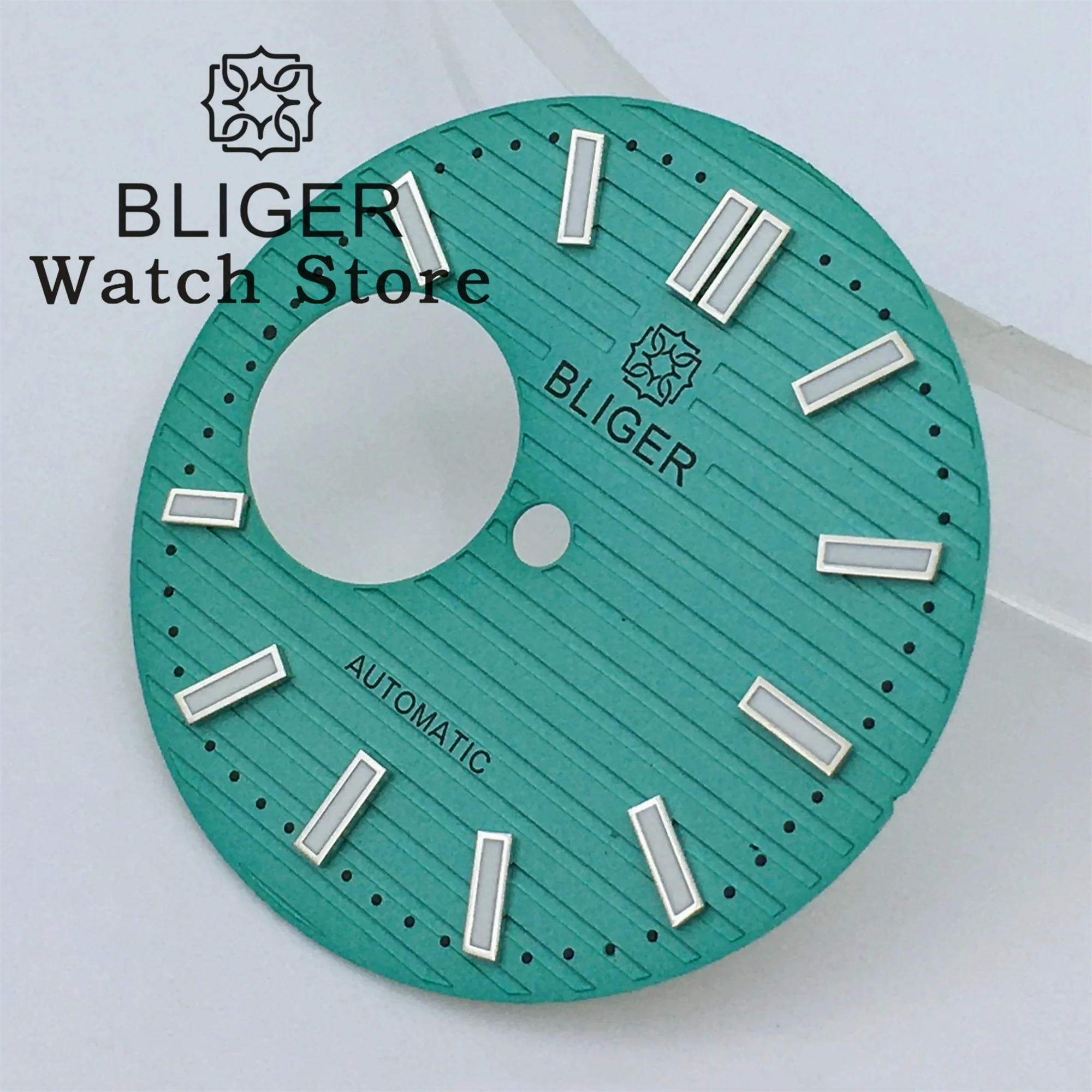 BLIGER-esfera de reloj de 29,8mm, color azul, marrón, negro, plateado, verde, ajuste luminoso, movimiento NH38