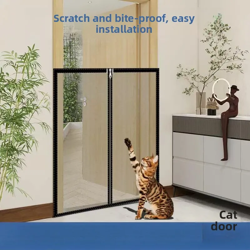 New Pet Fence Self Adhesive Installation Indoor Zipper Anti  Window Door No Punching Diamond Mesh Protection Cage