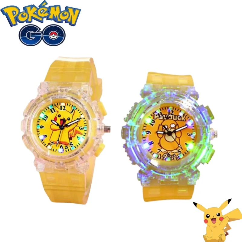 Pikachu cartoon children's watch Anime Pokmon Glow Watch colorful flash quartz watch gift for elementary school students