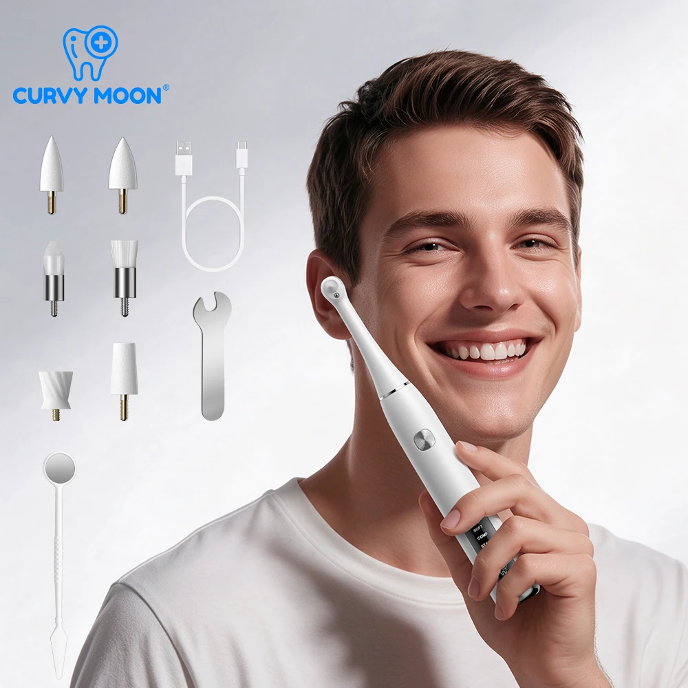 Household Tooth Polisher Teeth Whitening Deep Cleaning Polishing 25000RPM Dental Scaler Toothbrush Plaque Tartar Stains Removal