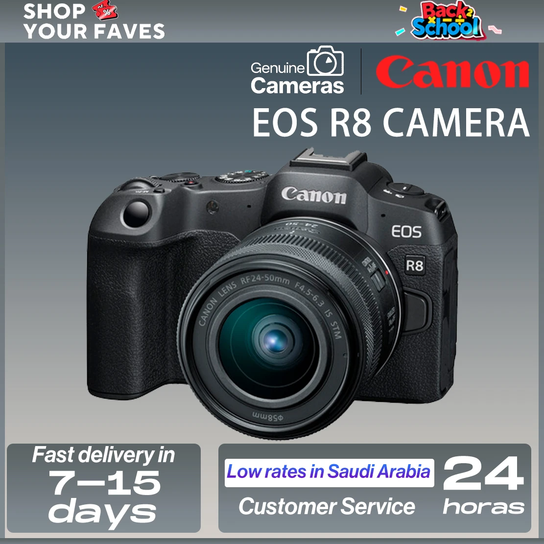 كاميرا Canon EOS R8 كاملة الإطار بدون مرآة رقمية مدمجة للمصور الاحترافي 26.2 ميجابكسل 4K مدونة فيديو
