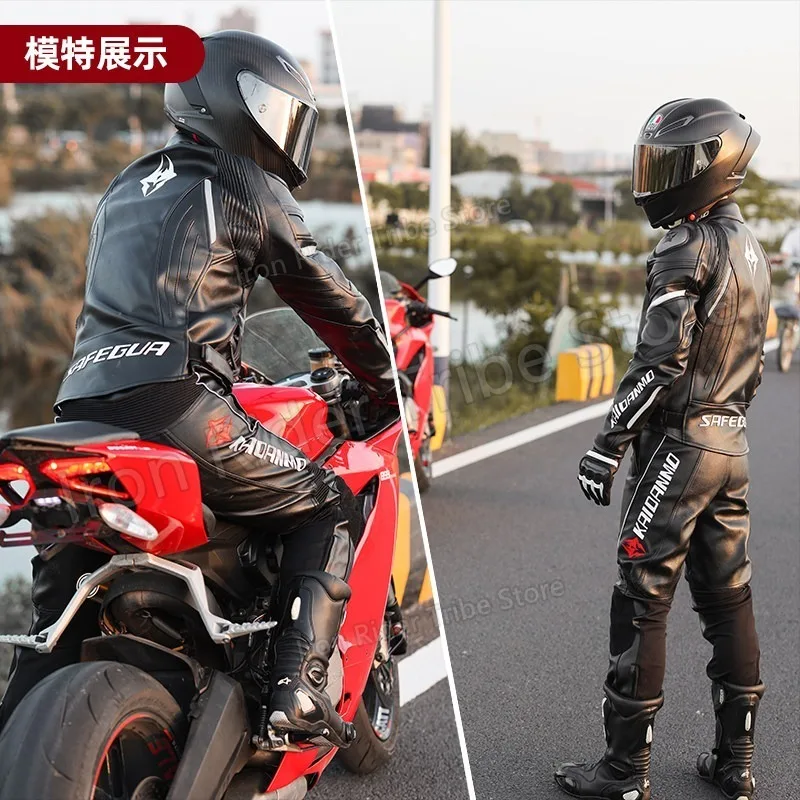 Men Women Motorcycle Jacket Waterproof Winter Warm Windproof Rainproof Fall Resistant Leather Riding Suit Full Set