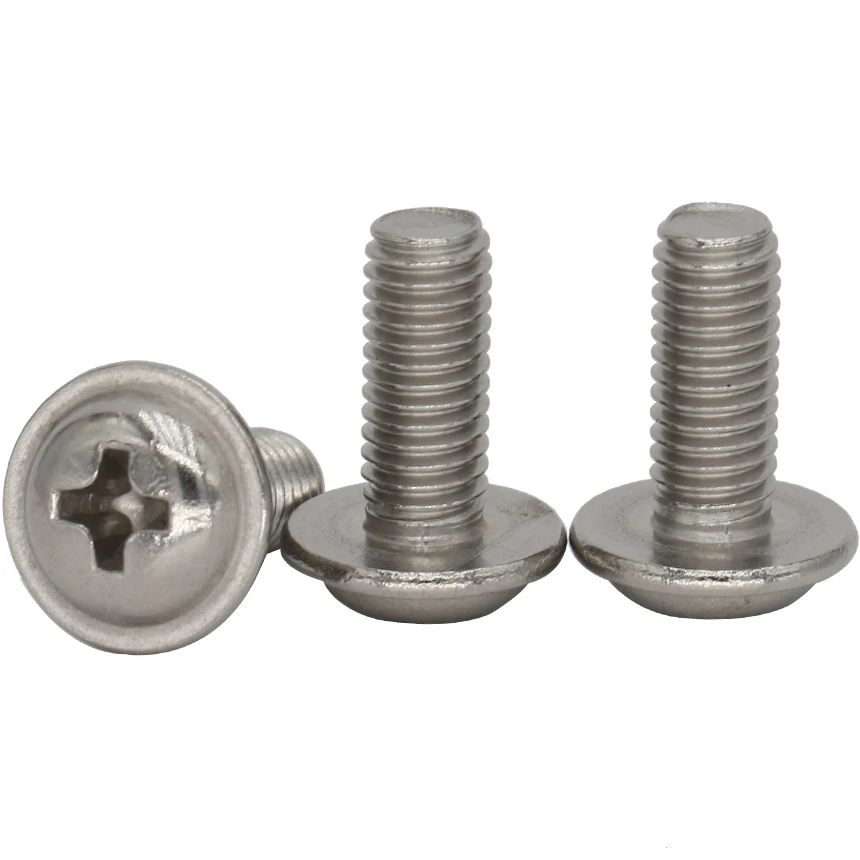 

M5 OD M5*8/10/12/16/20/25/30/35/40mm 304 316 Stainless Steel ss Cross Phillips Round Recessed Pan Head Screw With Washer Collar