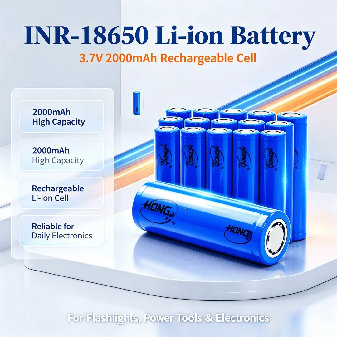 1-20Pcs 18650 3.7V 2000mAh A Grade Li-Ion Rechargeable Batteries Lithium Cell Pack for Flashlight, Vape and DIY Power Bank