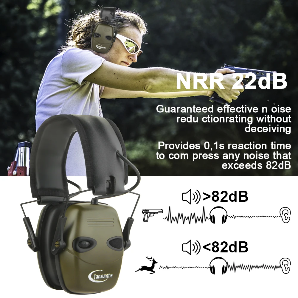 Tactical Electronic Shooting Earmuff Case Anti-noise Headphone Sound Amplification Hearing Protection Headset Foldable Earmuffs