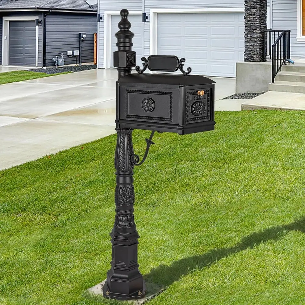 

Elegant Vertical Cast Aluminum Mailbox with Black Finish for Classic Postal Use
