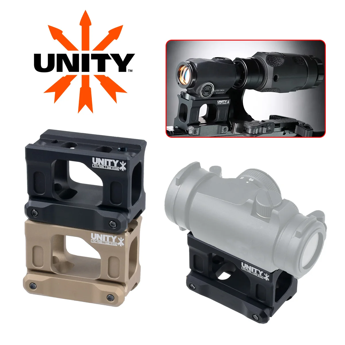 Support de montage rapide tactique UNITY pour viseur point rouge Micro-s Aimpoint T2/M5s/M5b/R5/Duty RDS, support de rehaussement de rail de 20 mm