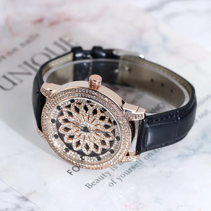 2025 Gypsophila Women's Fashion Watches Simple Starry Dial Luxury Quartz Watch Women Clock leather strap Gold AAA Wristwatches