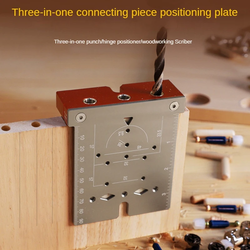 35Mm Hinge Punching Locator Hinge Boring Jig With Inch Metric Scale Multi-Function Woodworking Drilling Locator Easy Install