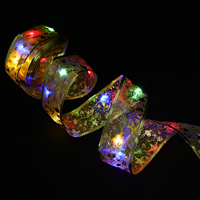 Christmas Ribbon String Lights 10M LEDs Golden Ribbon Operated Decorative Christmas Tree Festive Ornaments