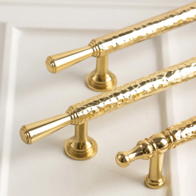 Solid Brass Hammer Pattern Cupboard Handles Kitchen Cabinet Storage Handles Drawer Knobs Wardrobe Closet Pulls Furniture Handles