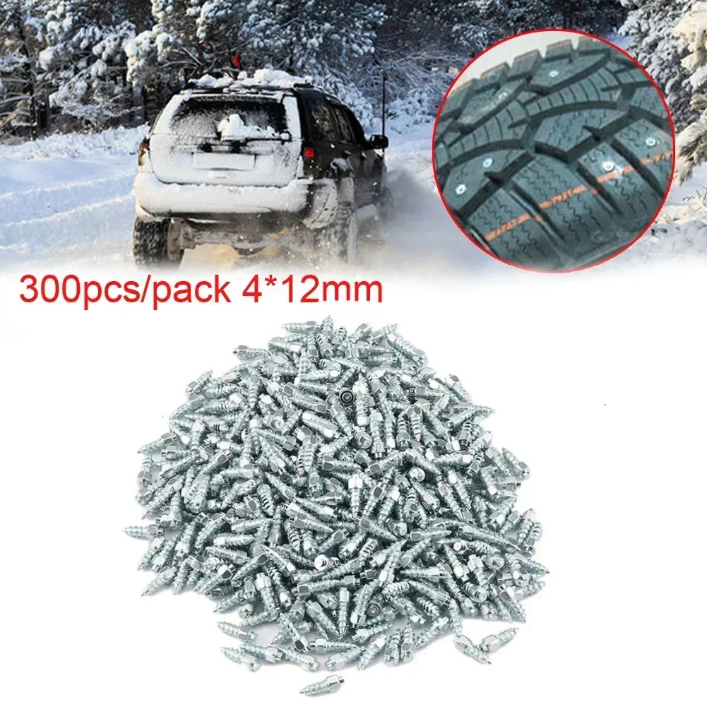 300pcs Winter 12mm Wheel Lugs Snow Screw Tire Studs Anti Skid Anti-Slip Chains Spikes For Car Truck SUV Motorcycle  NEW NEW