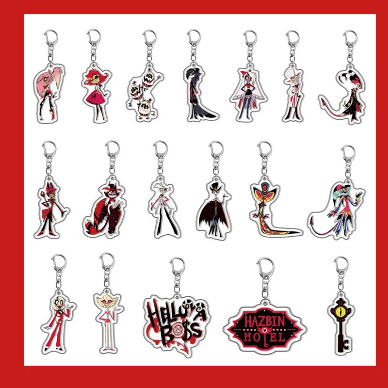 

Hazbin Anime Keychain Set - Charlie & Alastor Backpack Pendant Official-Like Metal Alloy Gift for Halloween