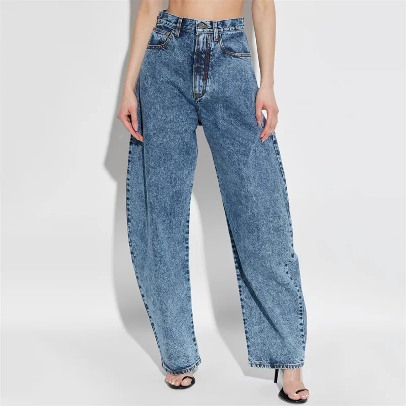 

Women's jeans New retro washed pure cotton straight leg pants for spring 2026 High waisted slim fit women's pants Denim pants